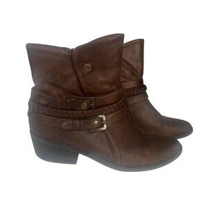 Baretraps Minay Boots Womens 9M Zipper Buckles Brown